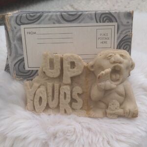 Russ Berrie 1973 Marble Garble Figurine • #505 “Shove It / Up Yours” • Vintage